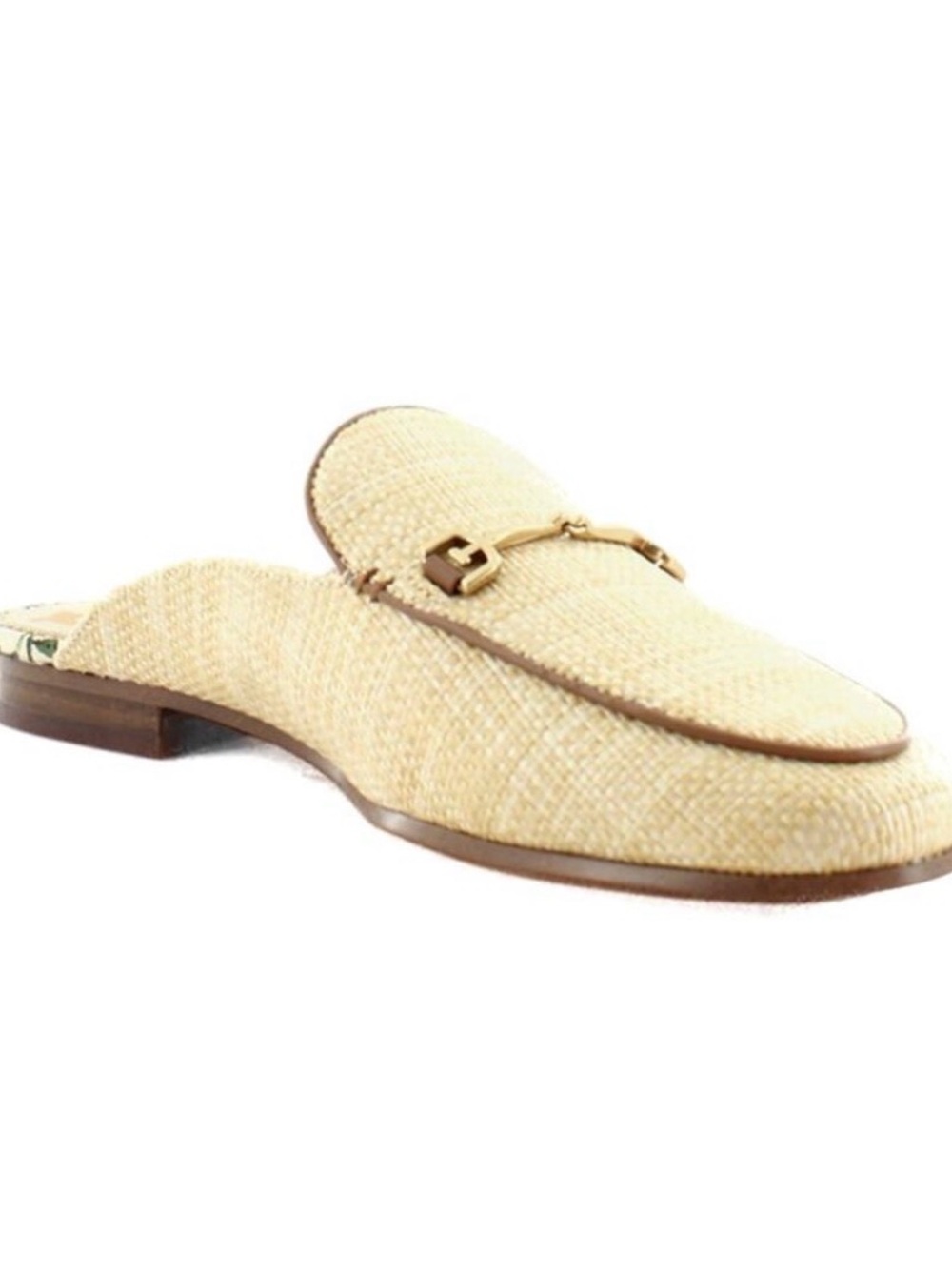 BNIB Sam Edelman Neutral Raffia Mule Loafer with Gold Bit